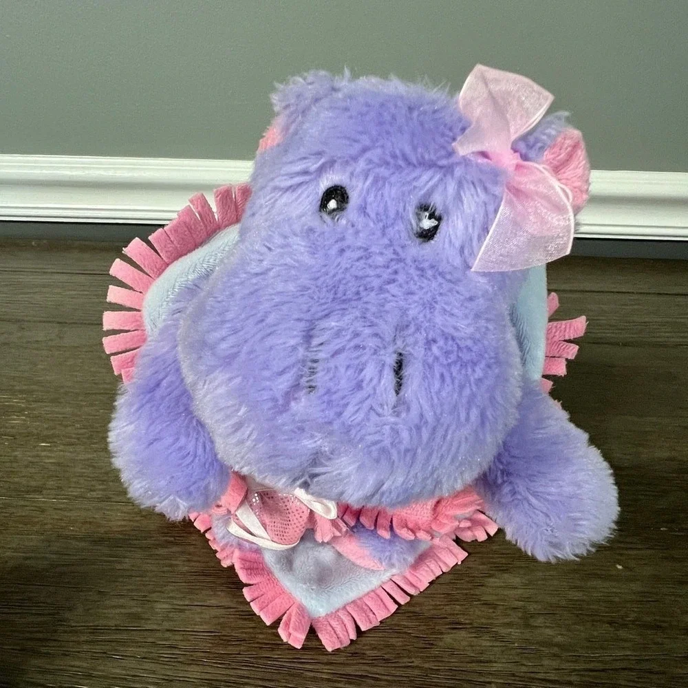 Fiesta Blanket Babies Lavender Hippo Purple Plush Pink Fringe Wrap